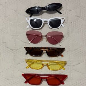 Trendy Sunglasses Set - Black, White, Pink, Tortoise, Yellow, Red